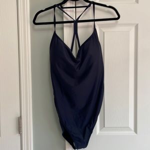 New jCrew 1 piece navy with white and light blue sides sz 16